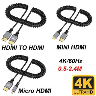 Cáp Mini HDMI lò xo xoắn co giãn HDMI / Micro HDMI 2.0 tương thích 4K 1080p 60Hz cho máy ảnh laptop thu gọn KKS