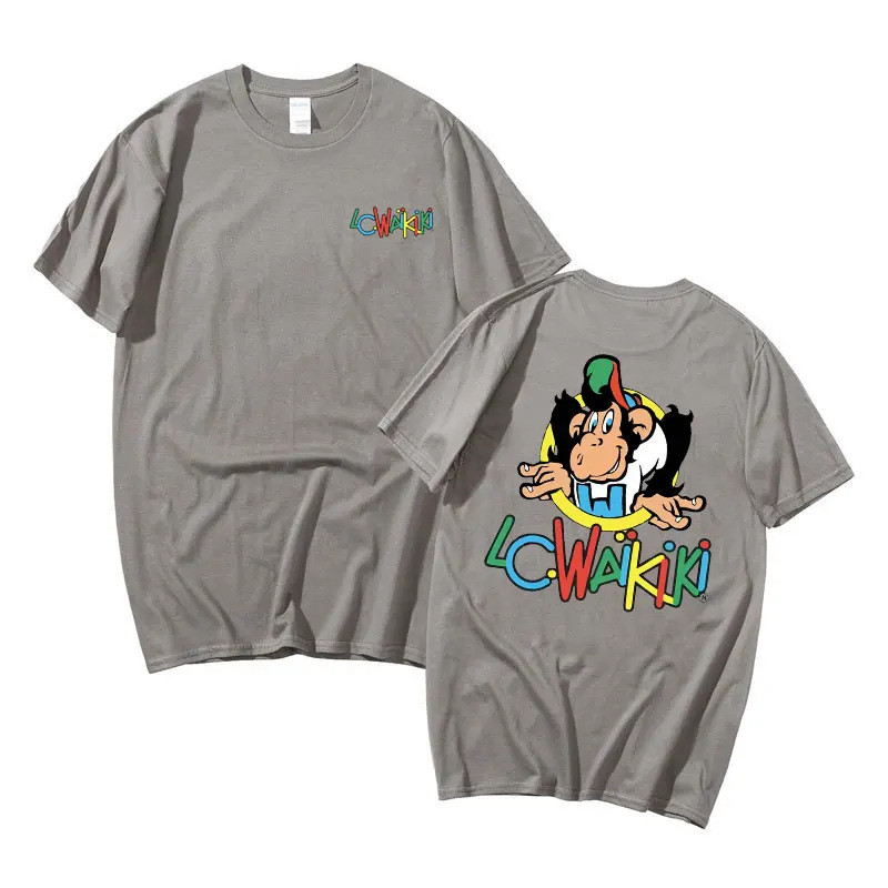 Áo thun nam họa tiết thuyền và khỉ từ LC Waikiki, tay ngắn, cotton nguyên chất, phù hợp mọi kích cỡ