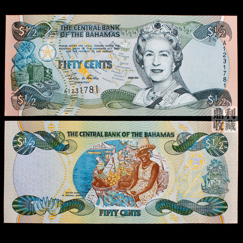 Fidelity British Bahamas Gecko Queen 1 / 2 Các quốc gia Mỹ Tiền giấy Tiền tệ nước ngoài Tiền giấy kỷ