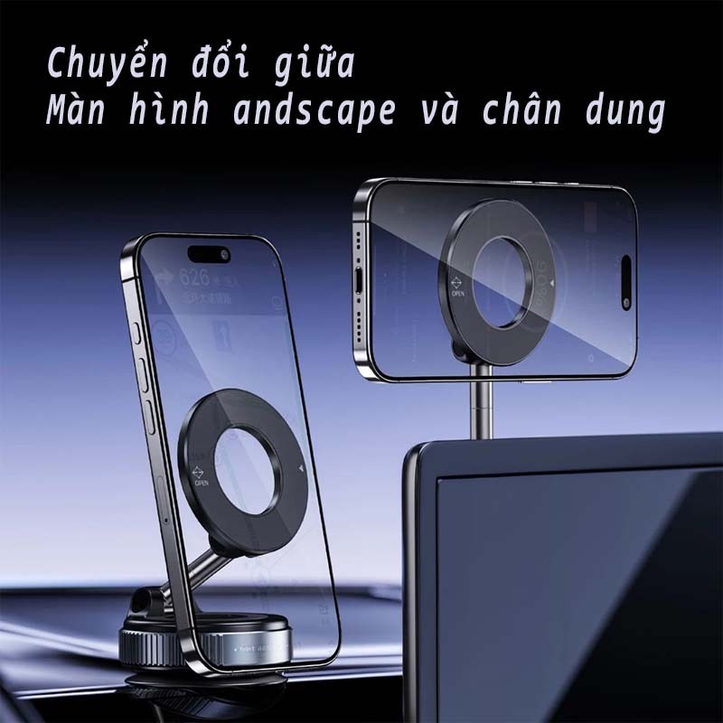 Giá đỡ điện thoại ô tô từ tính mạnh mẽ Thiết kế có thể gập lại 360° Giá đỡ chân không có | BigBuy360 - bigbuy360.vn