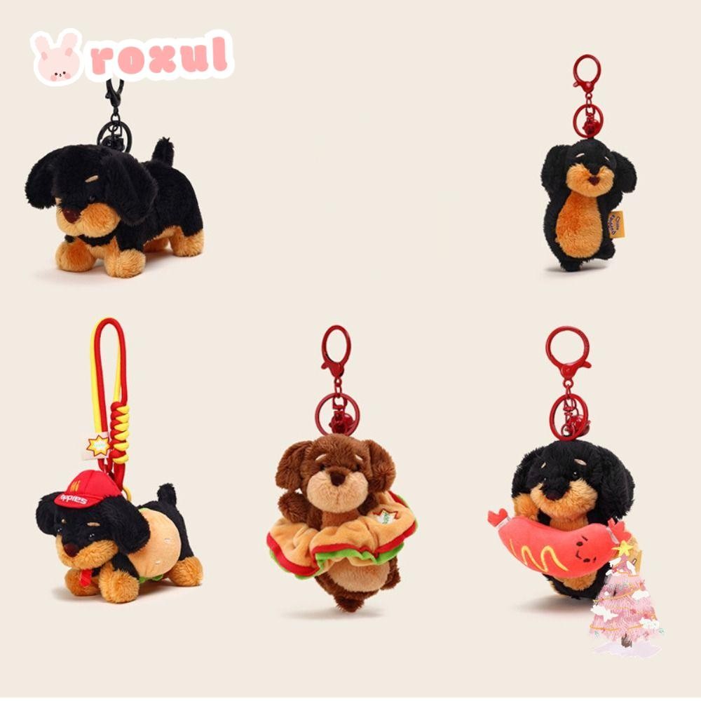 ROXUL Furry Puppy Keyring, Túi Mặt dây chuyền Sáng tạo Dachshund Dog Móc khóa, Furry Puppy Coin Purs