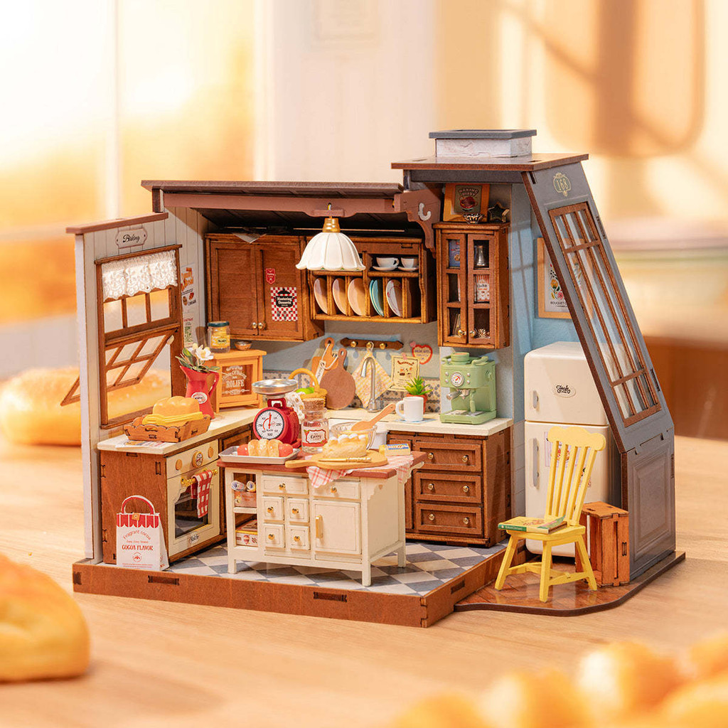 Mô Hình Lắp Ráp Nhà Bếp Làm Bánh Robotime Rolife Baking Kitchen DG172, Nhà Búp Bê Tự Làm Có Đèn