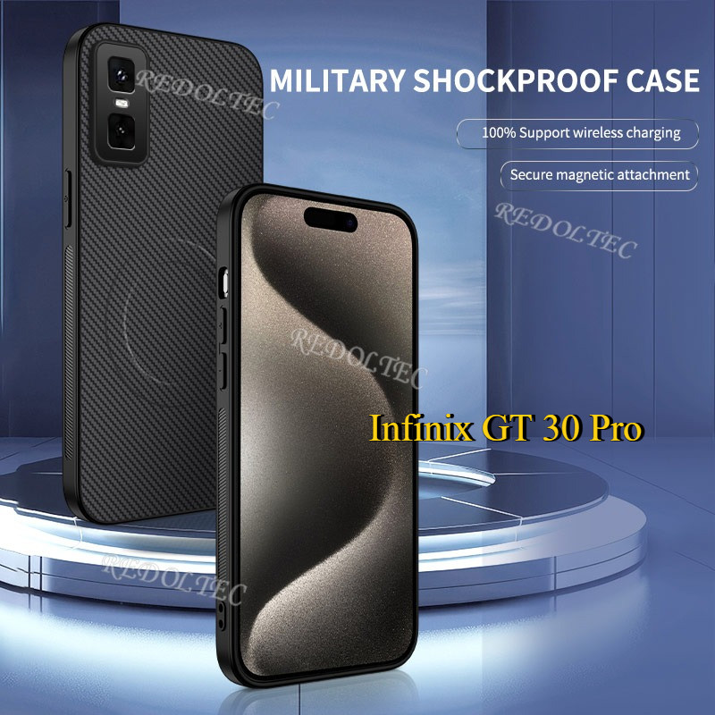 Ốp Lưng Cứng Infinix GT 30 Pro Da Chống Sốc Họa Tiết Sợi Carbon Vỏ Từ Tính Infinix GT30 Pro GT30Pro 