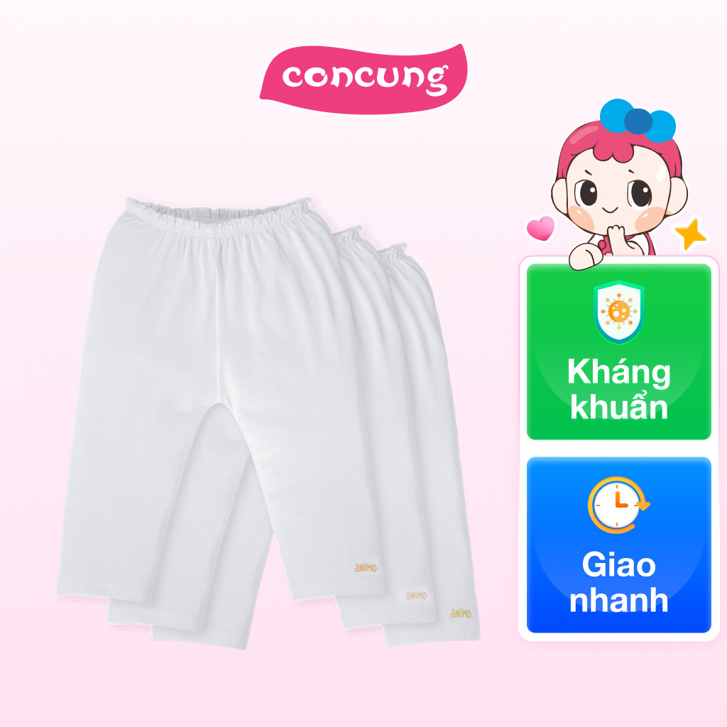 Set 3 quần sơ sinh dài Animo Easy HN0524016 (6-9M,Trắng)