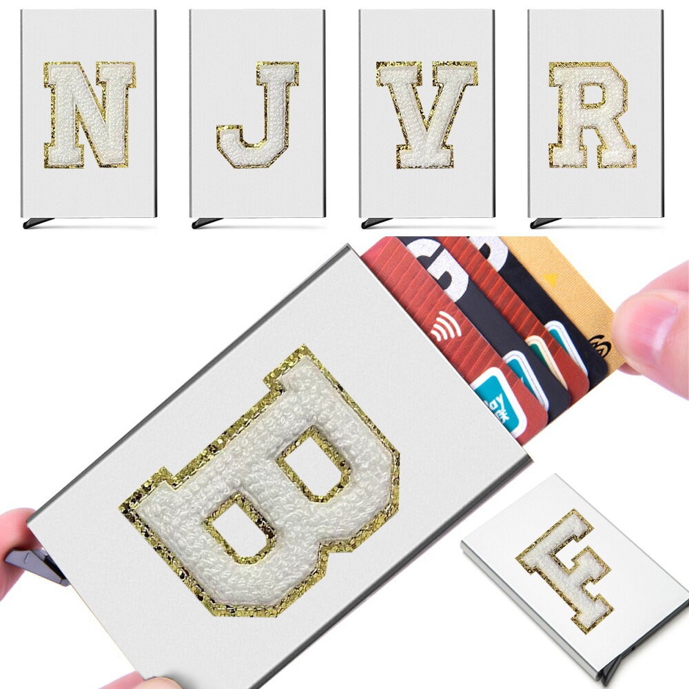 Bank Credit Card Box Embroidery Label Anti-theft ID Holder Minimalist