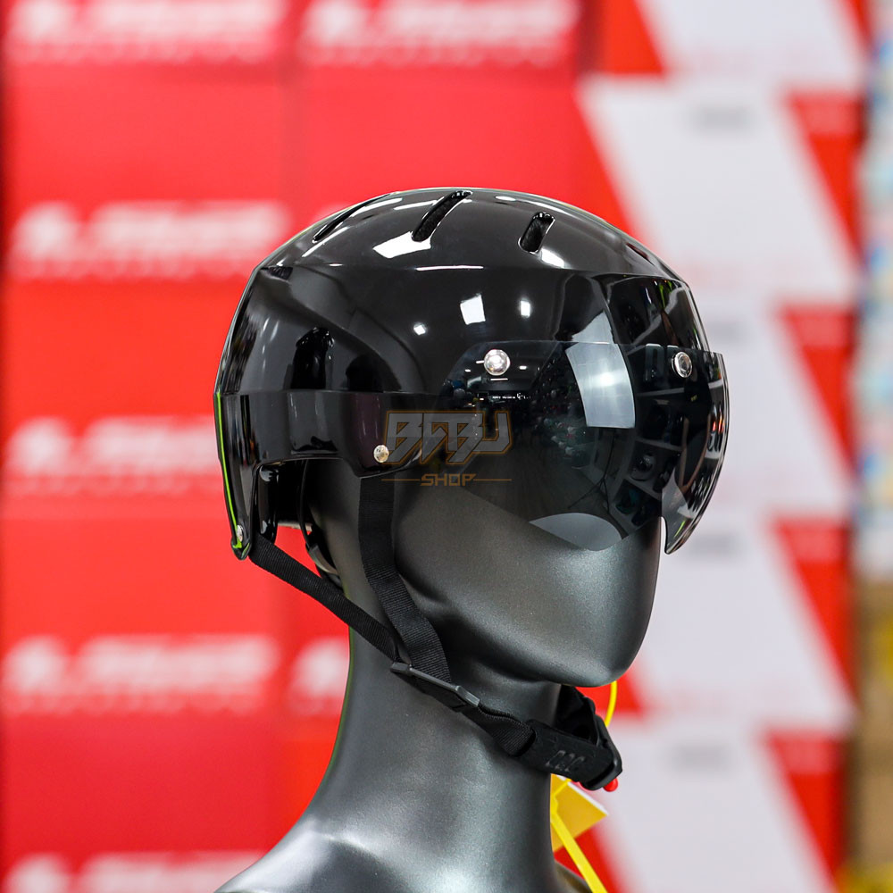 Mũ 1/2 POC P05 Đen Bóng Độ Kính Nam Châm Ẩn - Chuẩn An Toàn Xe Máy