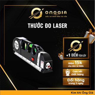 Thước đo laser đa năng 3 trong 1 ONGGIA – đo khoảng cách, cân bằng 3 ống thủy, thước cuộn 8 feet, đo nội thất