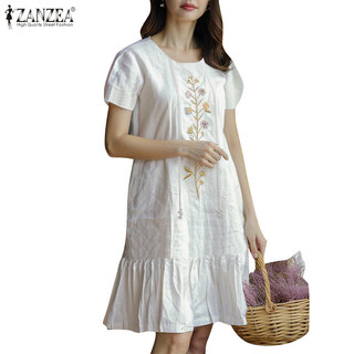 Zanzea Đầm thêu tay ngắn cổ tròn thời trang Hàn Quốc dành cho nữ