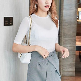 Áo Thun Nữ Tay Ngắn trong suốt lưới phong cách Châu Âu thời trang mùa hè