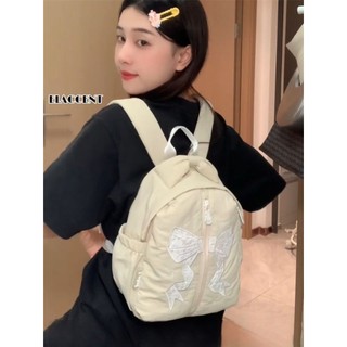 Elaccent ba lô forest girl trái tim ren nơ thêu dung tích lớn làm đẹp cao thời trang đa năng nhẹ ba lô