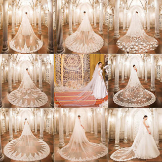  Veil Cô Dâu Chủ Váy Cưới Ren Dài Kéo Mũ Đội Đầu Cưới Chụp Ảnh Studio Siêu Cổ Tích Trắng Cao Cấp Phụ Kiện Tóc 