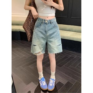 Quần Short Bò Rách Cổ Điển Jiashucheng Quần Lửng Ống đứng viền thô mỏng mẫu mới mùa hè cho nữ quần năm Phân