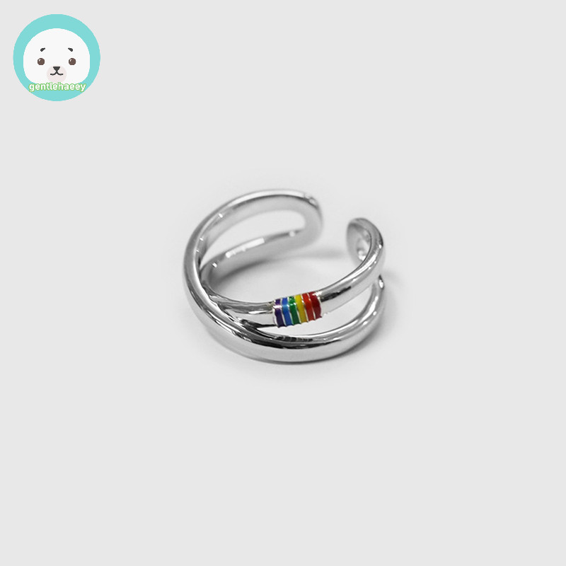 Gent Mobius Rain Ring Niche Design Cá Tính Xu Hướng Màu Chỉ Số Nhẫn EN