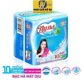 (COMBO LỐC 8 GÓI) Băng Vệ Sinh Nyna Dryblue (GÓI 10 MIẾNG - 7 ban ngày, 2 hằng ngày, TẶNG KÈM 1 MIẾNG BAN ĐÊM)