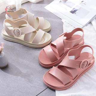 Shngki Thời Trang Đế Dày Đế Phẳng Chống Trơn Trượt La Mã Dây Đeo Sandal Nữ MNS