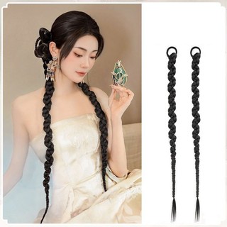  Búi tóc giả tết gẩy line xanh hồng xám tự nhiên dài 75cm phong cách cổ trang Trung hoa phụ kiện tóc  Âu Mỹ cực ngầu 
