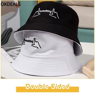 Nón Vành Tròn Bằng Cotton Chống Nắng Thêu Họa Tiết Hai Mặt Thời Trang Mùa Hè Cho Unisex