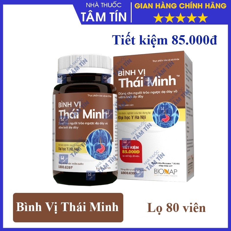 [CHÍNH HÃNG ] Bình Vị Thái Minh - lọ 80 viên- Giảm Trào Ngược Dạ Dày, Giảm Thiểu Các Biểu Hiện Của V.i.êm Loét Dạ Dày
