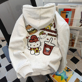 Áo hoodie xám tiêu nữ Hello Kitty local brand Salmo áo dài tay form rộng hàn quốc mùa đông