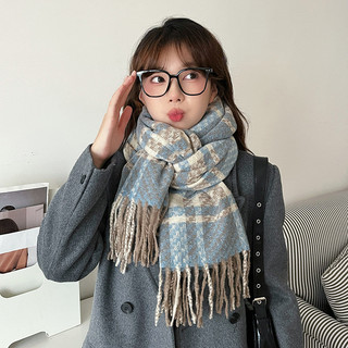 Mismemo  Khăn choàng Cashmere giả dày siêu mềm dành cho nữ Khăn kẻ sọc phù hợp cho nữ Yếm thời trang Hàn Quốc Phong cách mới
