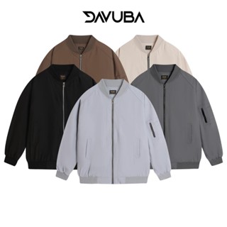 Áo khoác Bomber DAVUBA trơn tay dài khoá zip trượt nước cản gió SM101