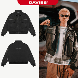 Áo khoác dù croptop nam nữ DAVIES chất liệu dù protex bền và kháng nước màu đen Crop Bomber Jacket Classy | D38-AK3