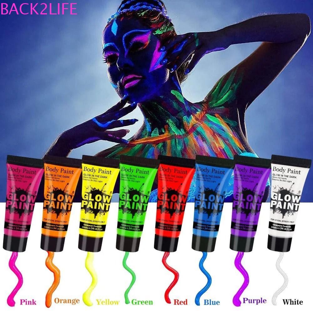 Back2life Body Art Painting, 10ml Kids Makeup Face Huỳnh Quang Glow Paint, Halloween Cosplay Trang Đ