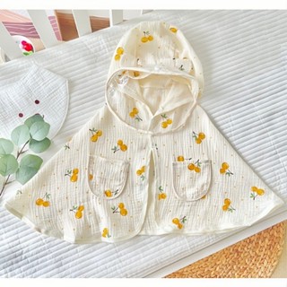 Áo Choàng Chống Nắng Đa Năng Cho Bé Vải Xô Muslin  Có Kính Chống Bụi, Thoáng Mát, Cúc Bấm Tháo Rời Size 3-14kg
