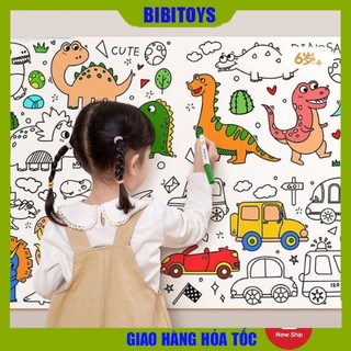 Tranh tô màu dài 3m, có thể cắt dán làm sticker cho bé, kích thước tranh dài 3m rộng 0.3m, bé thoải mái sáng tạo