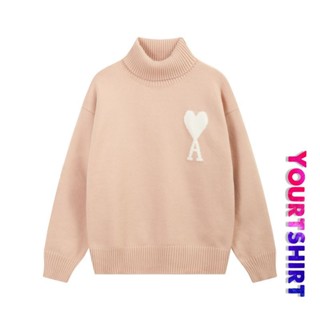 #Z26 Thời Trang Plus Kích Thước Quá Khổ Trái Ngực Trắng Trái Tim Một Dệt Kim Kéo Qua Có Bốn Màu Tay Dài Hàn Quốc Cổ Cao Dạo Phố Áo Len Dành Cho Nam