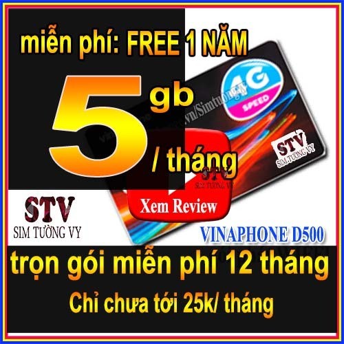 sim 4g vinaphone d500 ,12td49, d159v trọn gói miễn phí 1 năm