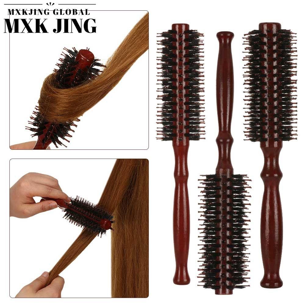 MXKJING   Lược Tròn Cán Gỗ Dùng Chải Tóc Tạo Kiểu Độc Đáo