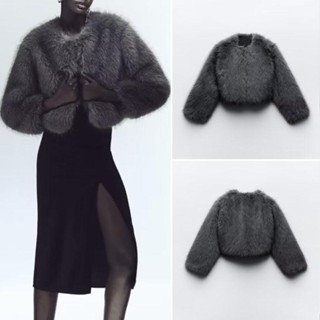 Zara Winter Sản phẩm mới Áo khoác ngắn lông thú nhân tạo dành cho nữ 6318261