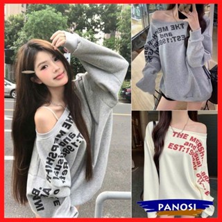 Áo nỉ trễ vai in chữ The Mers 1988 chất nỉ dày dặn áo hoodie lệch vai dài tay from rộng phong cách Hàn Quốc A195-PANOSI