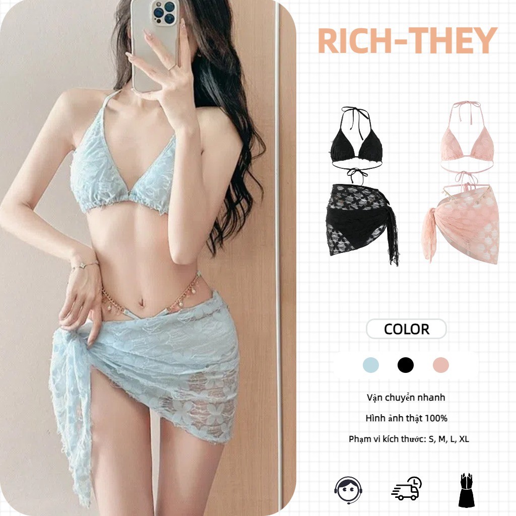 RICH-THEY Bikini Ba Mảnh Họa Tiết Hoa Gợi Cảm Hoàn Toàn Mới Cho Bãi Biển Mùa Hè Dành Cho Nữ-V458 | BigBuy360 - bigbuy360.vn