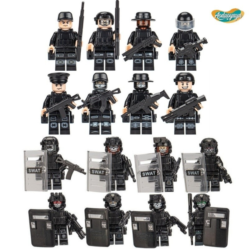 Aoduoyaya Bộ 8 chiếc mô hình đồ chơi lắp ráp mini figure, đồ chơi nhân vật cho trẻ em,  nhân vật Army
