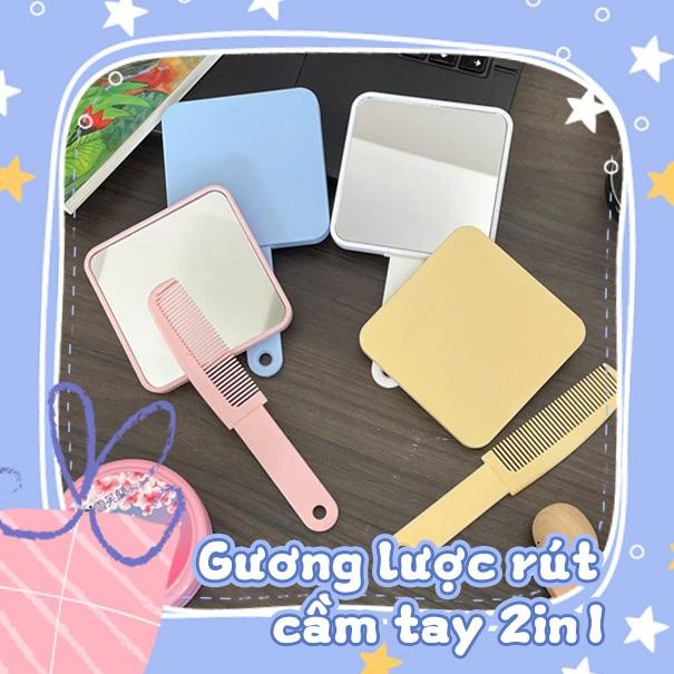  Gương lược trang điểm mini cầm tay dễ thương nhỏ gọn tiện lợi 