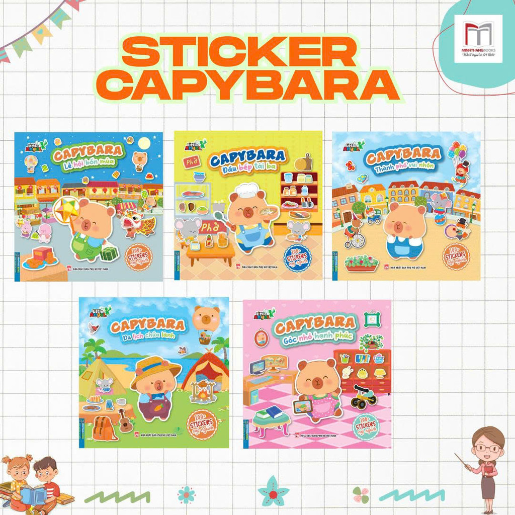 Sách - Combo Sticker CAPYBARA ngộ nghĩnh (100+ sticker)