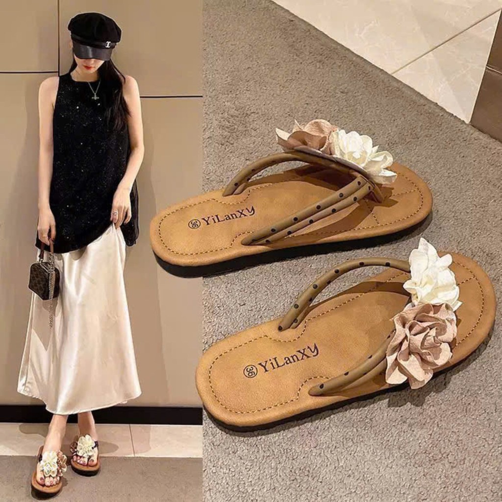Dép Xỏ Ngón Đế Phẳng Hình Hoa-Dép Tông Nữ, Dép Đi Chơi Đi Biển Dùng Hàng Ngày Size 36-41 ZepXinh.Store