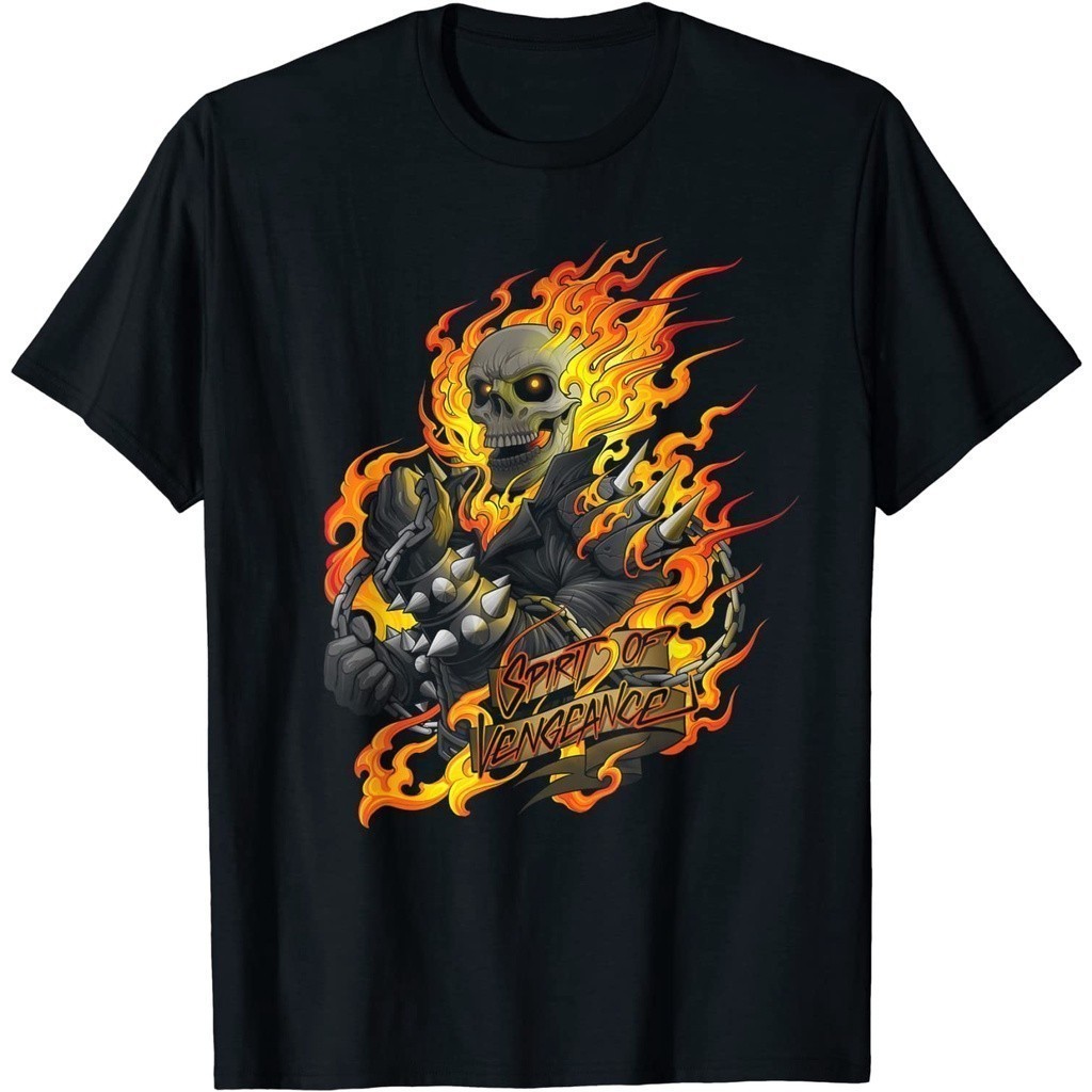 Áo thun người lớn Marvel Ghost Rider Spirit of Vengeance Flaming Skull
