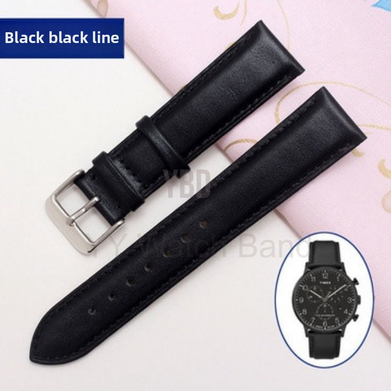 Dây da 12/14/16/17/18/19/20/21/22/23/24mm | Dây đeo đồng hồ nam màu đen thay thế cho dây đeo Timex t