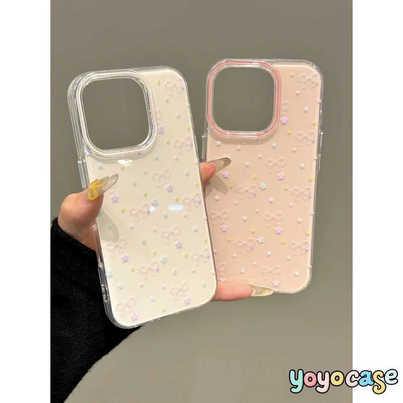 Ốp Lưng Cho IPhone 17 13 15 12 11 16 14 Pro Max air 7 16 Plus XR XS Max X Những Ngôi Sao Lấp Lánh Lãng Mạn Nơ Nơ Mới IMD