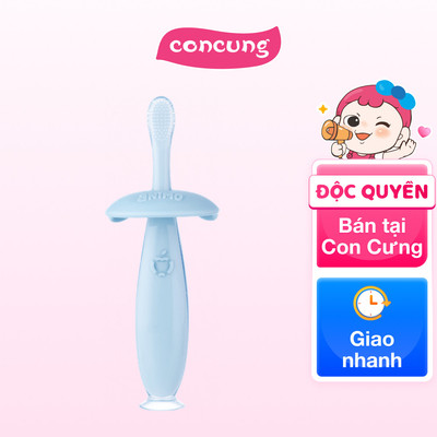 Bàn chải silicone chống hóc cho bé Animo ( 12M+, Xanh, GHtr2202)