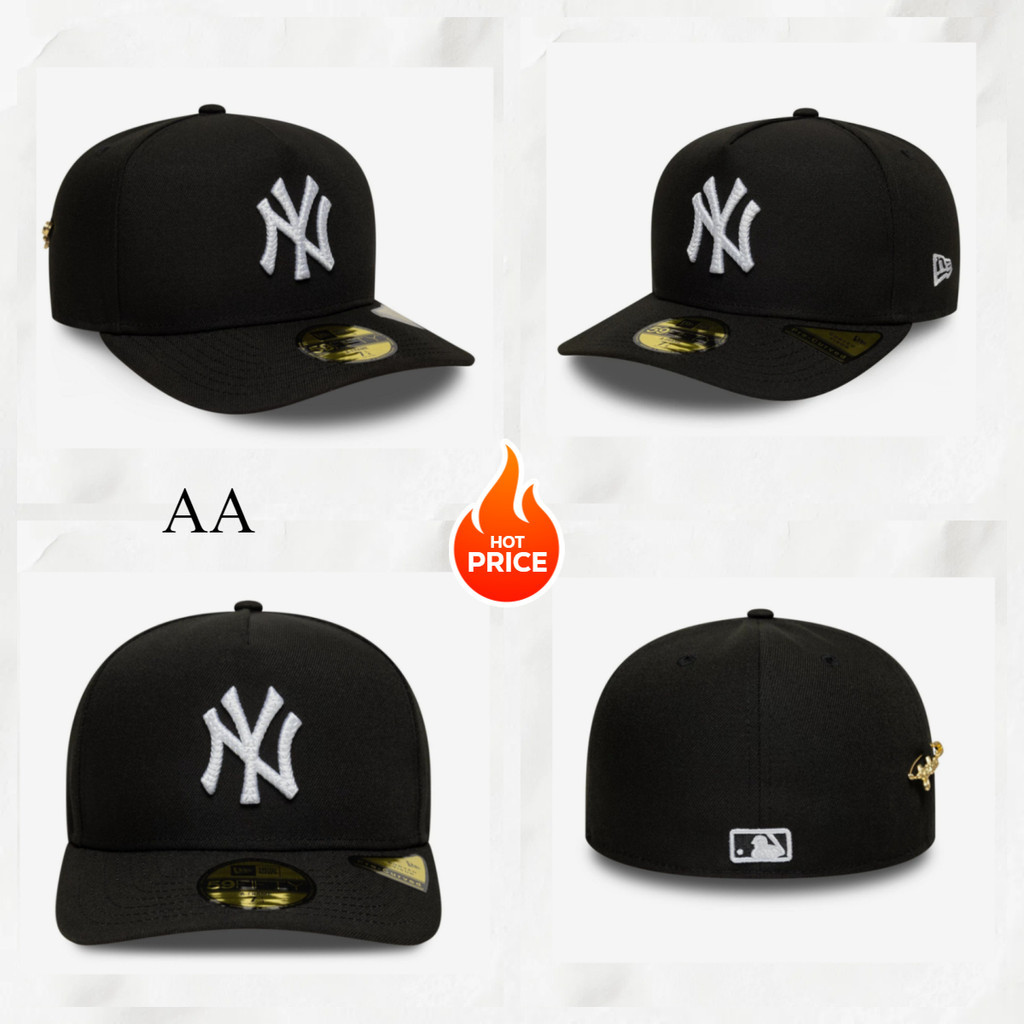 Mũ 59FIFTY New Era màu đen phong cách cổ điển, thời trang cho nam nữ, chống nắng