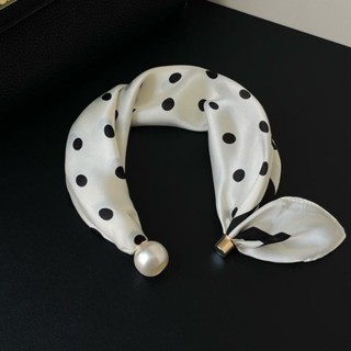 Khăn lụa mỏng ngọc trai, vòng cổ khóa từ tính, phụ kiện nữ mùa xuân hè