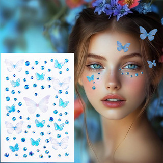 lichee1🌷Bướm Miếng Dán Cô Gái Nàng Tiên Cá Mặt Miếng Dán Dễ Thương Ngọt Ngào Kim Cương Giả Phụ Kiện