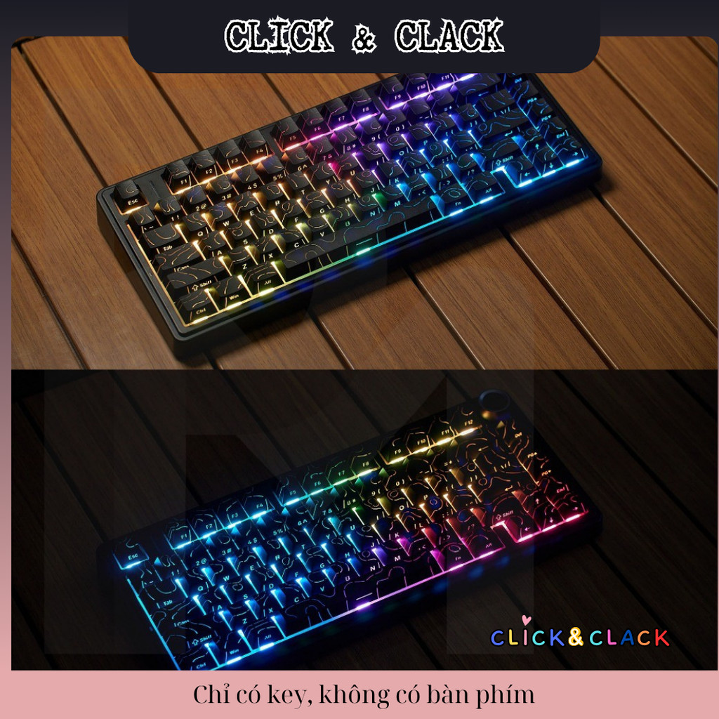 Keycap xuyên led gradient ninja (Side Print) mạch xuôi - PBT doubleshot Dùng Cho Bàn Phím Cơ Led RGB | BigBuy360 - bigbuy360.vn