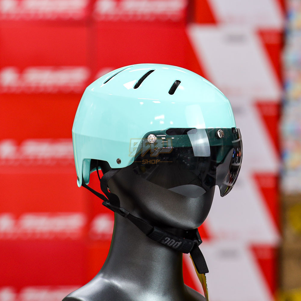 Mũ 1/2 POC P05 Xanh Mint Độ Kính Nam Châm Ẩn - Chuẩn An Toàn Xe Máy