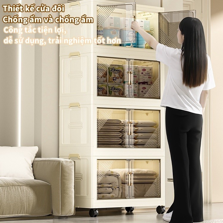 Tủ đựng đồ gấp mới không cần lắp đặt, chịu lực tốt, tủ đẹp, chất liệu nhựa PP mẹ và bé, đựng quần áo và đồ lặt vặt | BigBuy360 - bigbuy360.vn