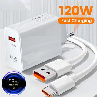  Bộ sạc USB 120W Bộ sạc nhanh QC 5.0 Sạc nhanh cho iPhone 15 Pro MAX Xiaomi 14 13 Samsung 6A USB Type C Cáp 